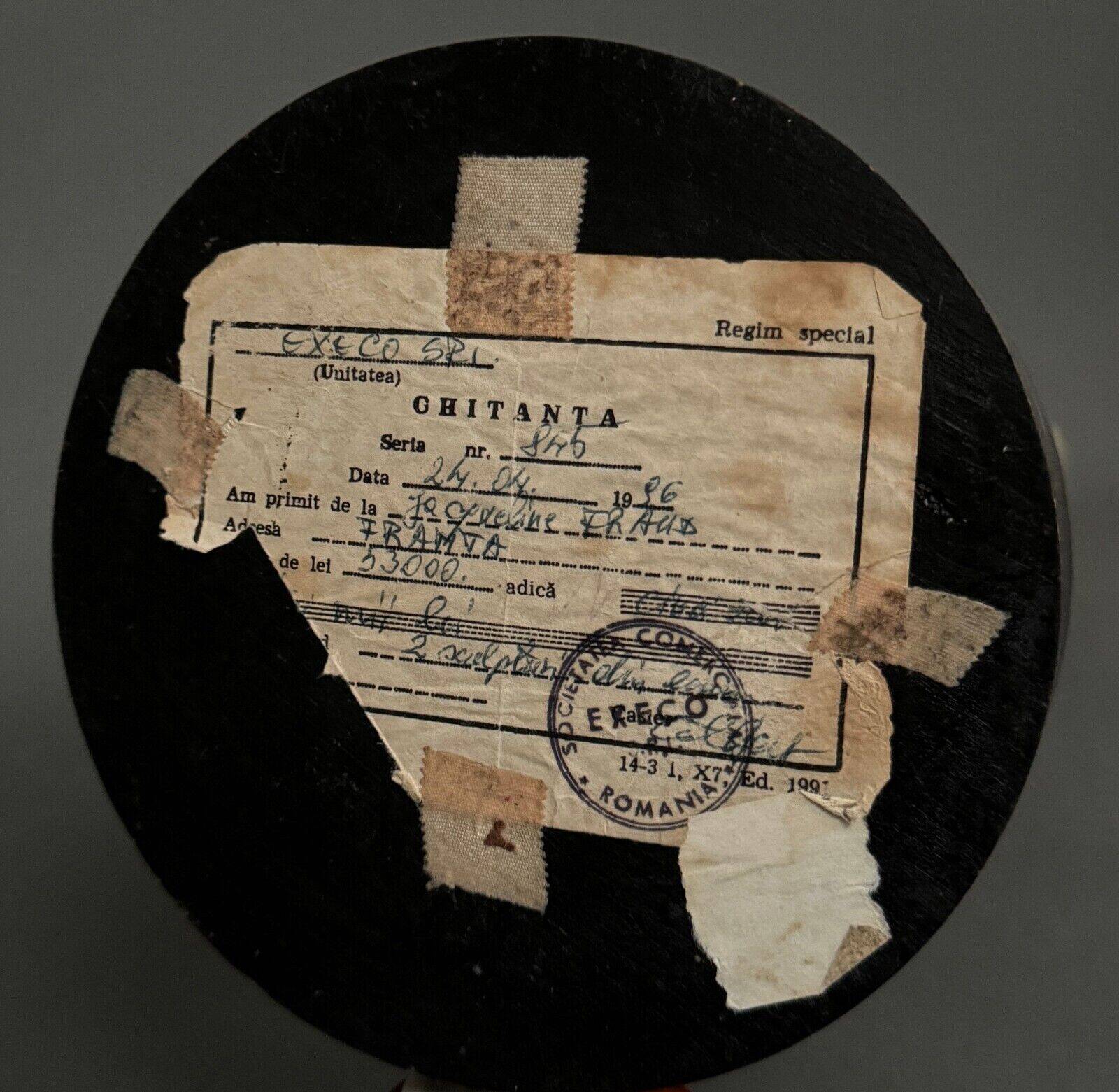 Wooden sculpture by Calin Hentea 20th century woman with bird