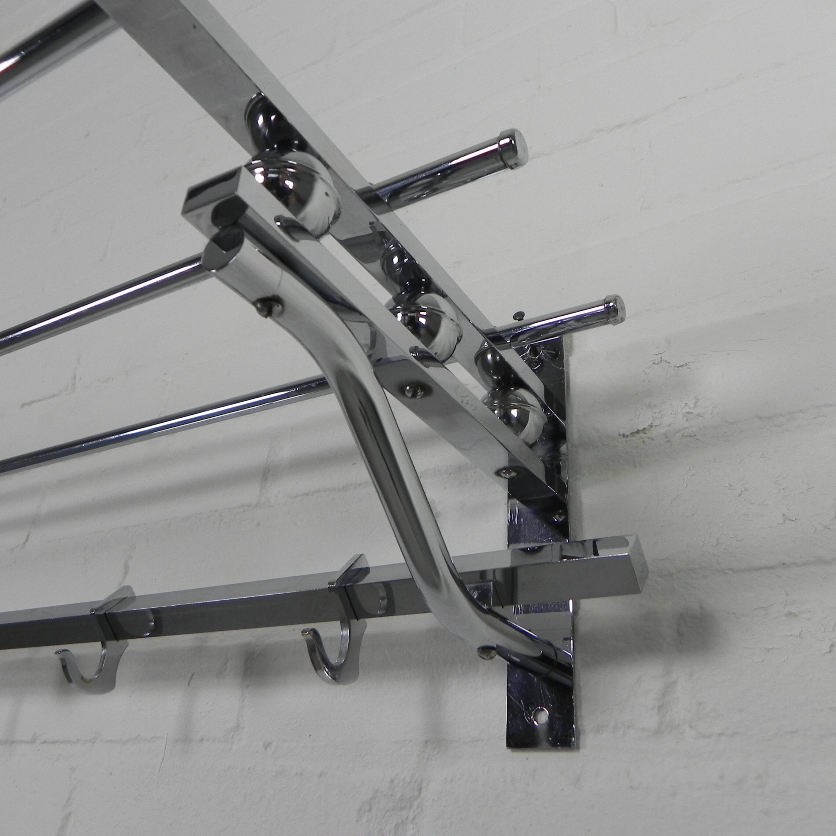 Art Deco wall coat rack with 6 hooks, 1930s