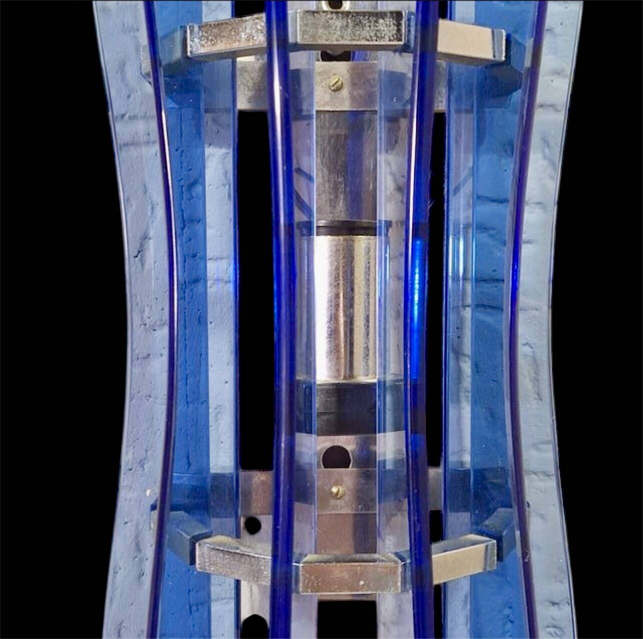 Veca wall lights blue glass chrome structure space age, 1960s