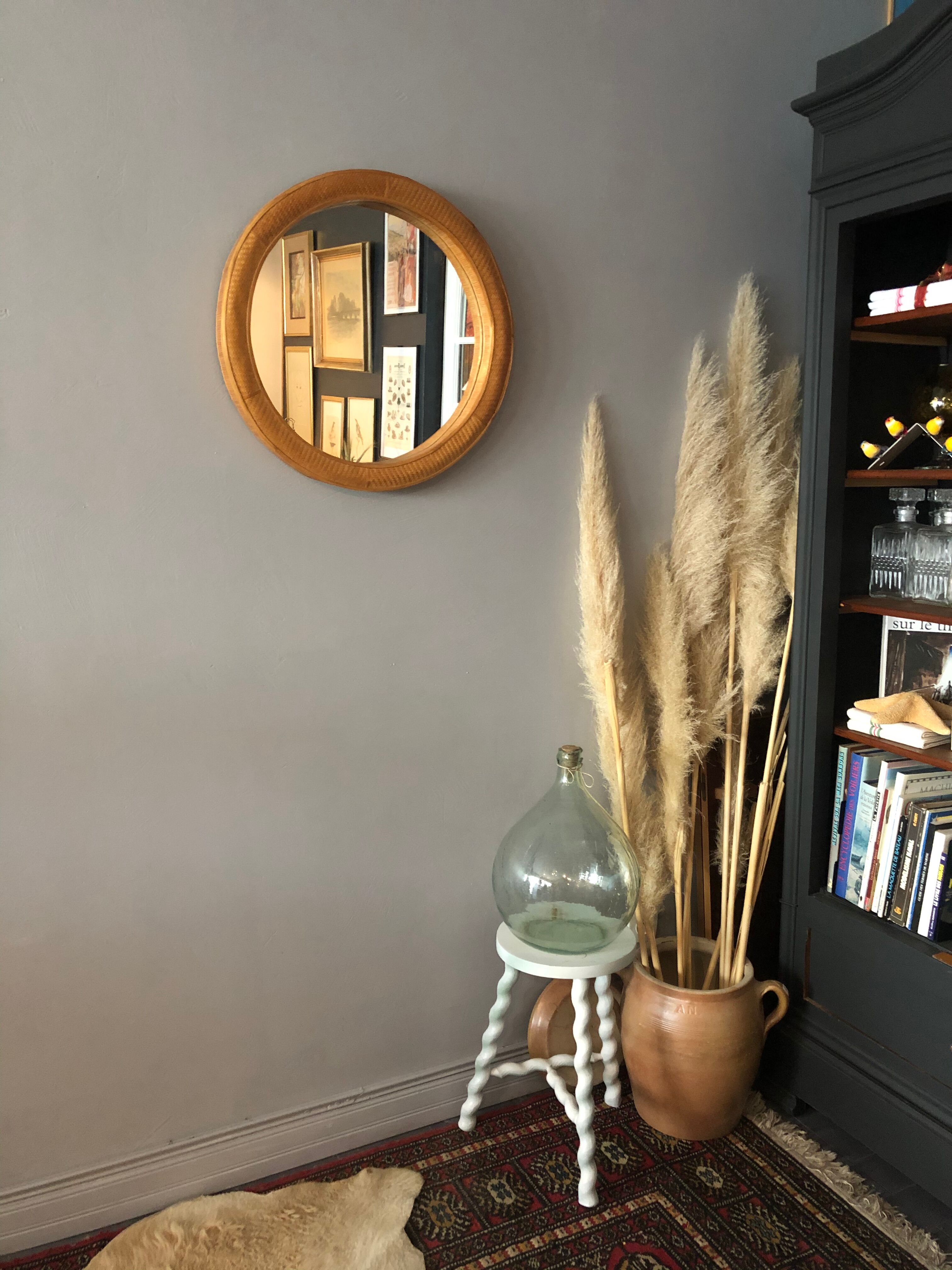 Vintage mirror in braided rattan