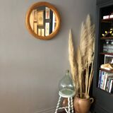 Vintage mirror in braided rattan