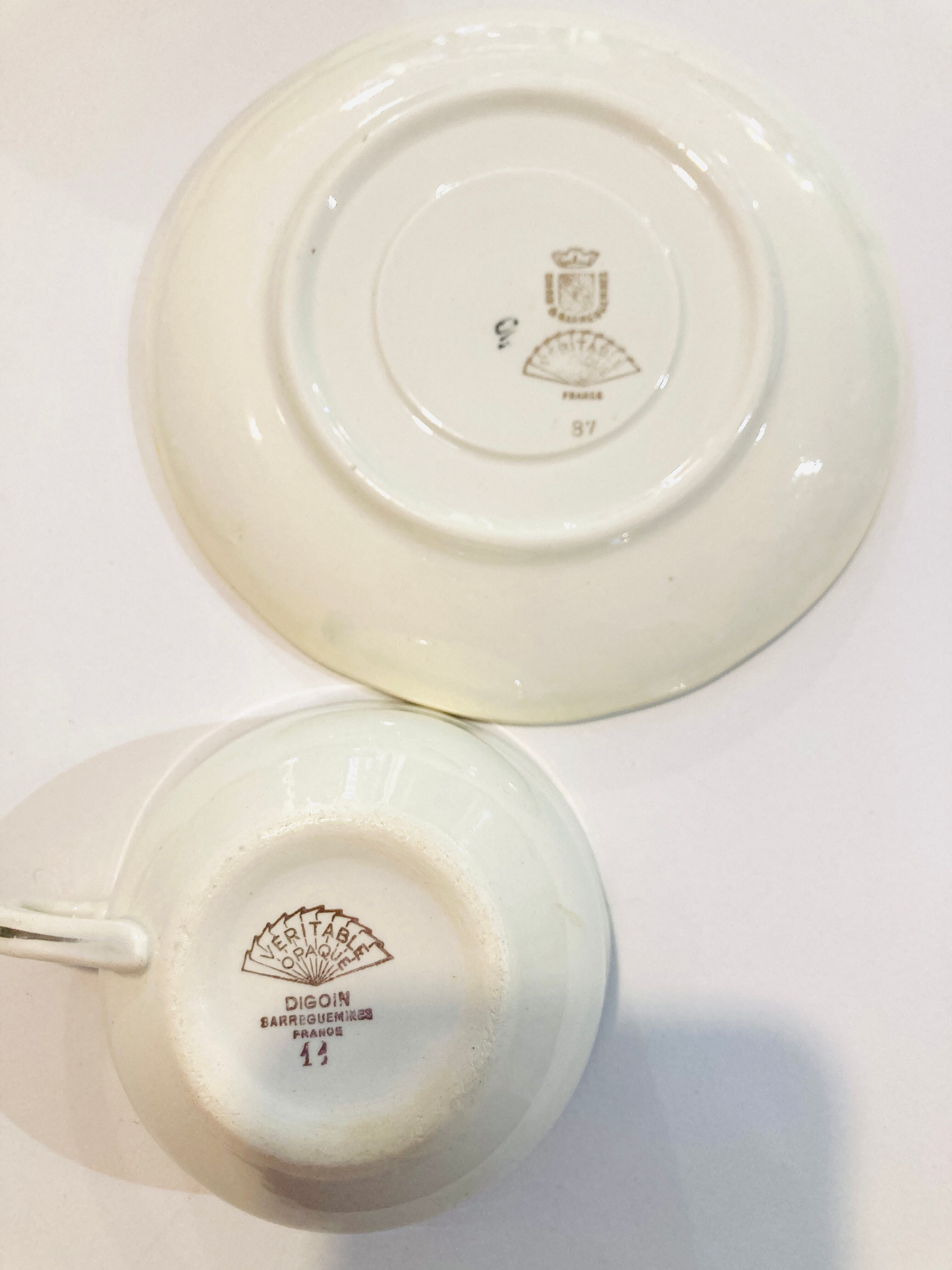 5 cups digoin sarreguemines france pastel 50