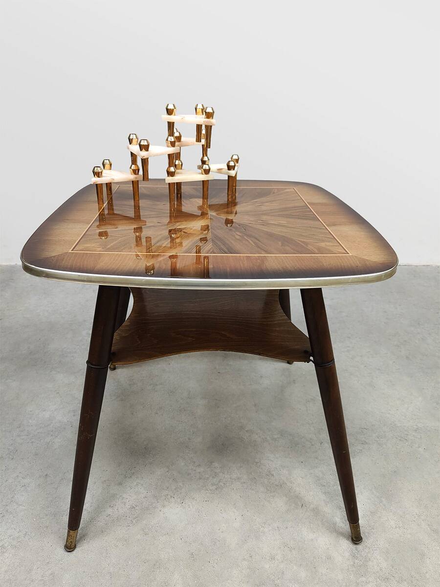 Vintage fifties wooden side table 'Art deco style'