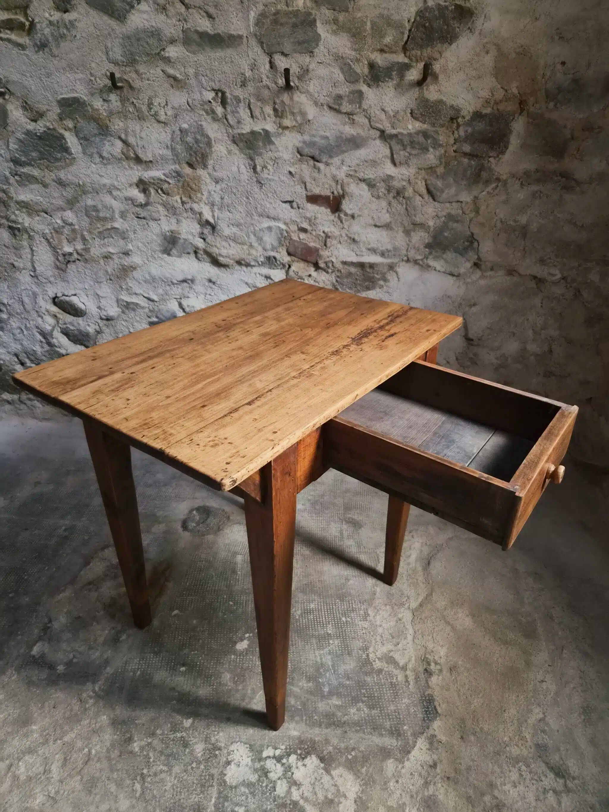 Compact French work table with bistro chair | Table circa 1900 | Chair circa 1950