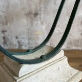 Console in glass and antique patinated metal