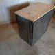 Industrial commodity has 2 drawers in metal brush patina wooden tray counterpoid