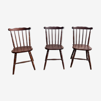 3 bistro chairs style "menuet" baumann 1970s in vintage antique wood beech legrand design