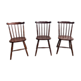 3 chaises bistrot style “menuet” Baumann années 1970 en hêtre bois ancien vintage legrand design