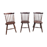 3 chaises bistrot style “menuet” Baumann années 1970 en hêtre bois ancien vintage legrand design