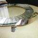 Serving dish for cakes or cheeses in glass and silver metal