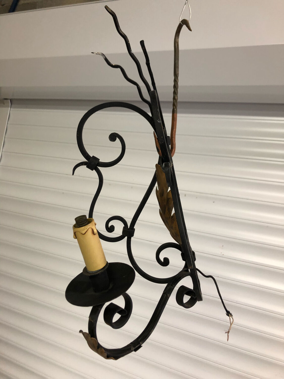 Wrought iron corner wall lights