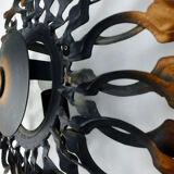 1960s SCONCE mid century sunburst brutalist black iron and copper colored