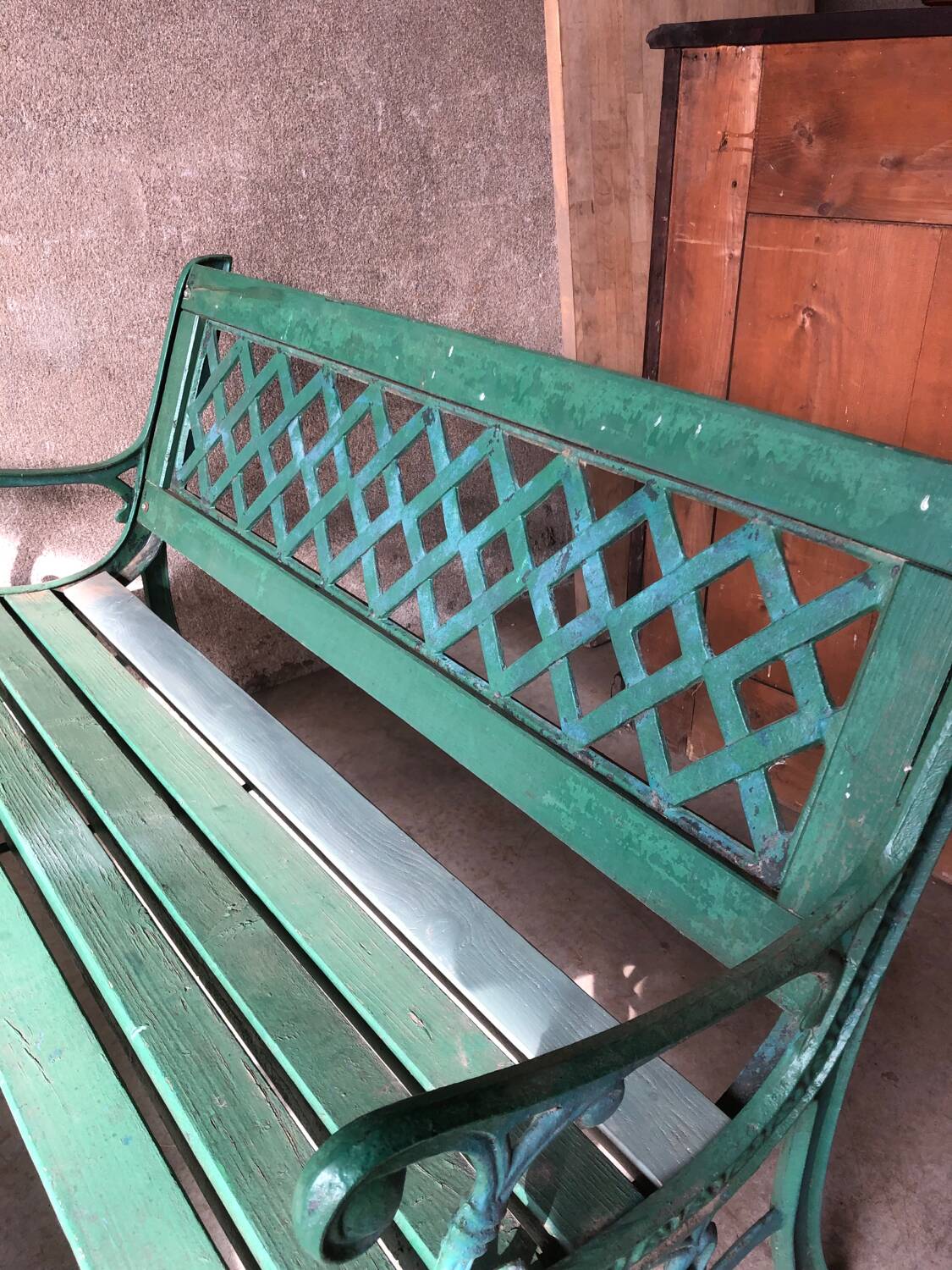 Old cast iron and wood garden bench