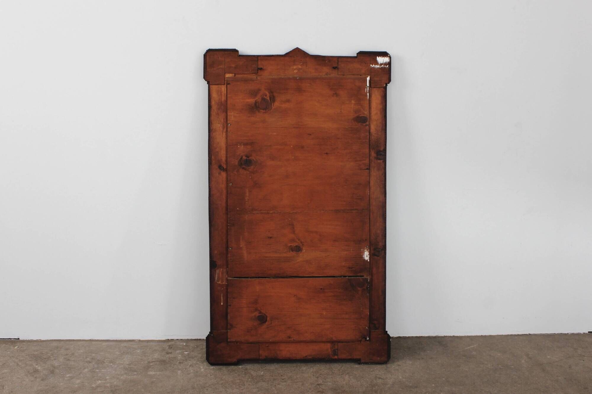 Antique Tramp Art wall mirror brutalism chip carving 1900