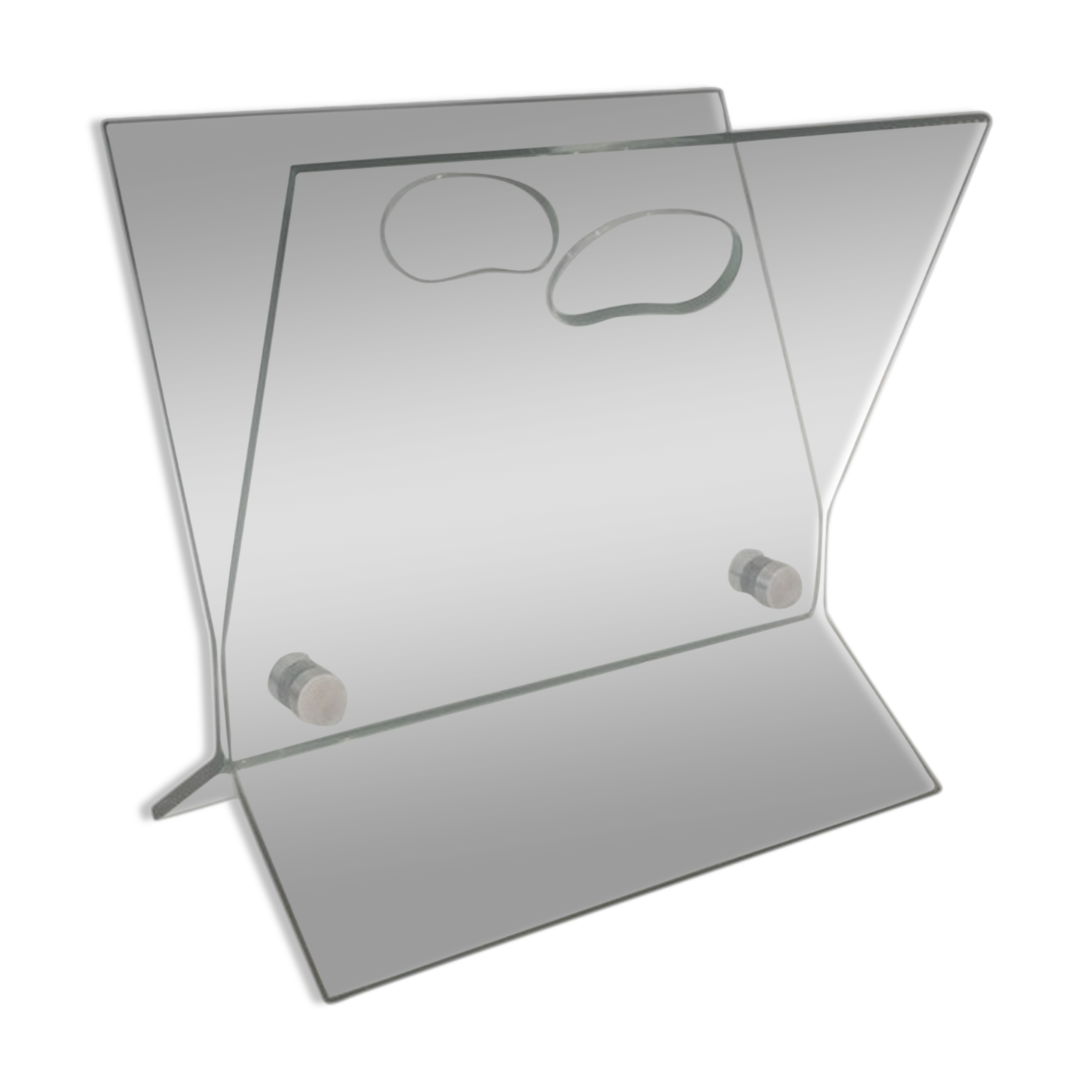 Design magazine holders in glass and brushed steel