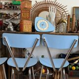 Set of 4 blue Formica chairs