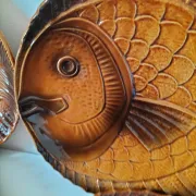 6 antique fish barbotine plates – Saint-Clément