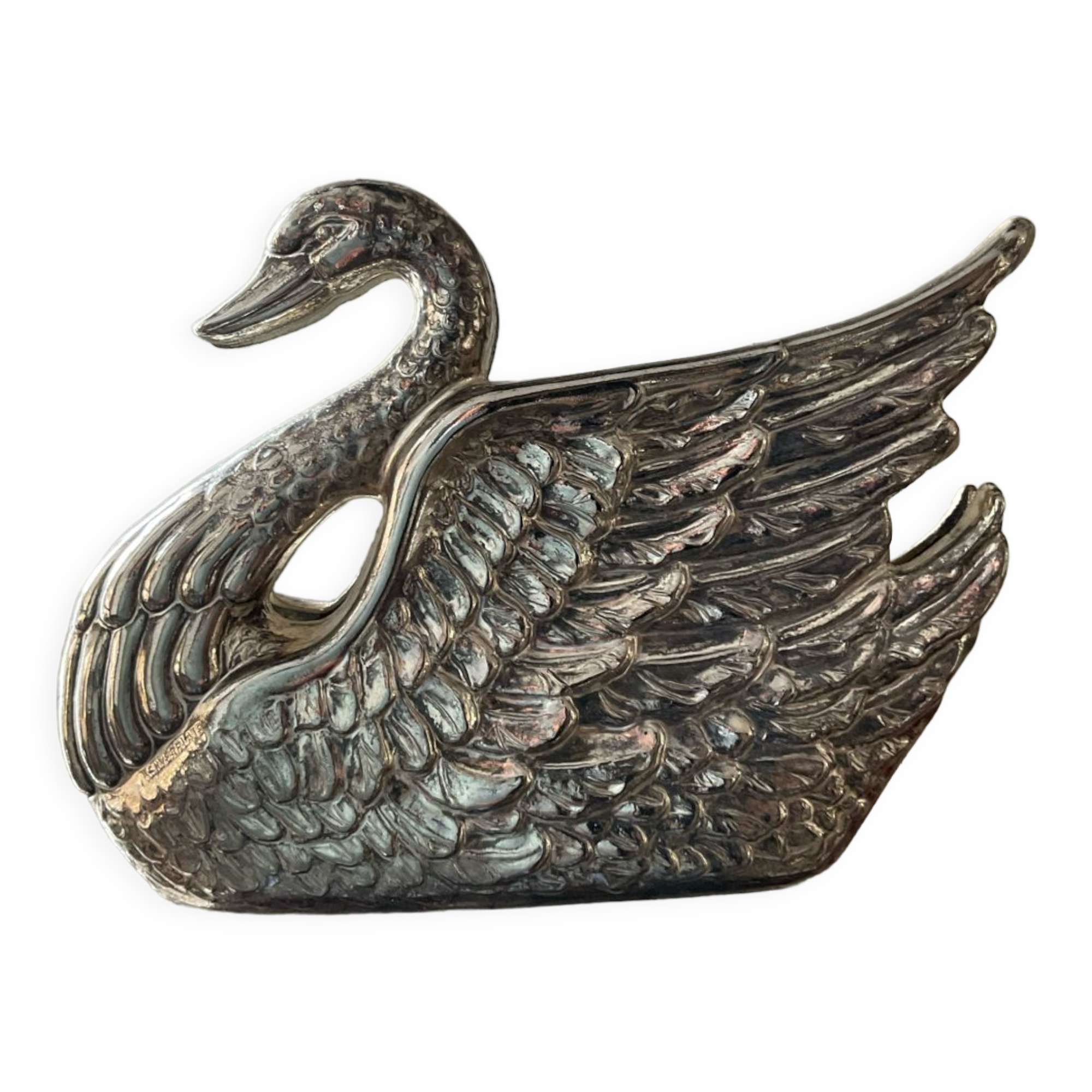 Vintage swan letter holder in silver metal