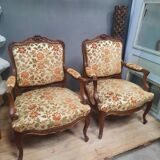 Pair of large Louis XV style armchairs