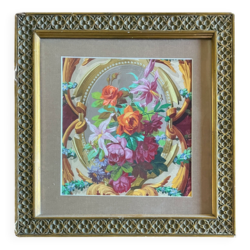 Tableau HSP "study of flowers - roses" Art Nouveau architecture project + c