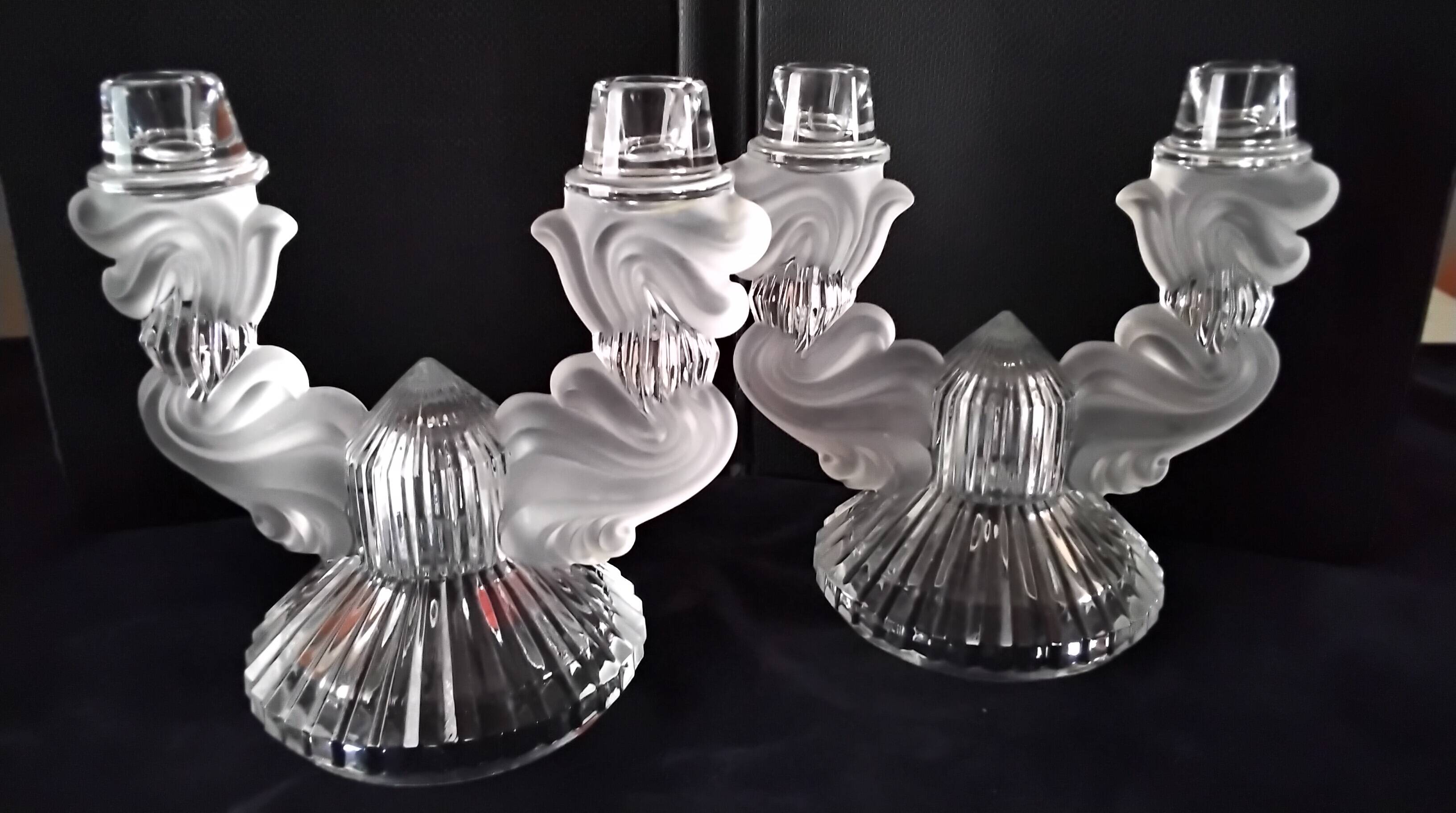 Pair of candlesticks, Bohemian crystal candle holders.