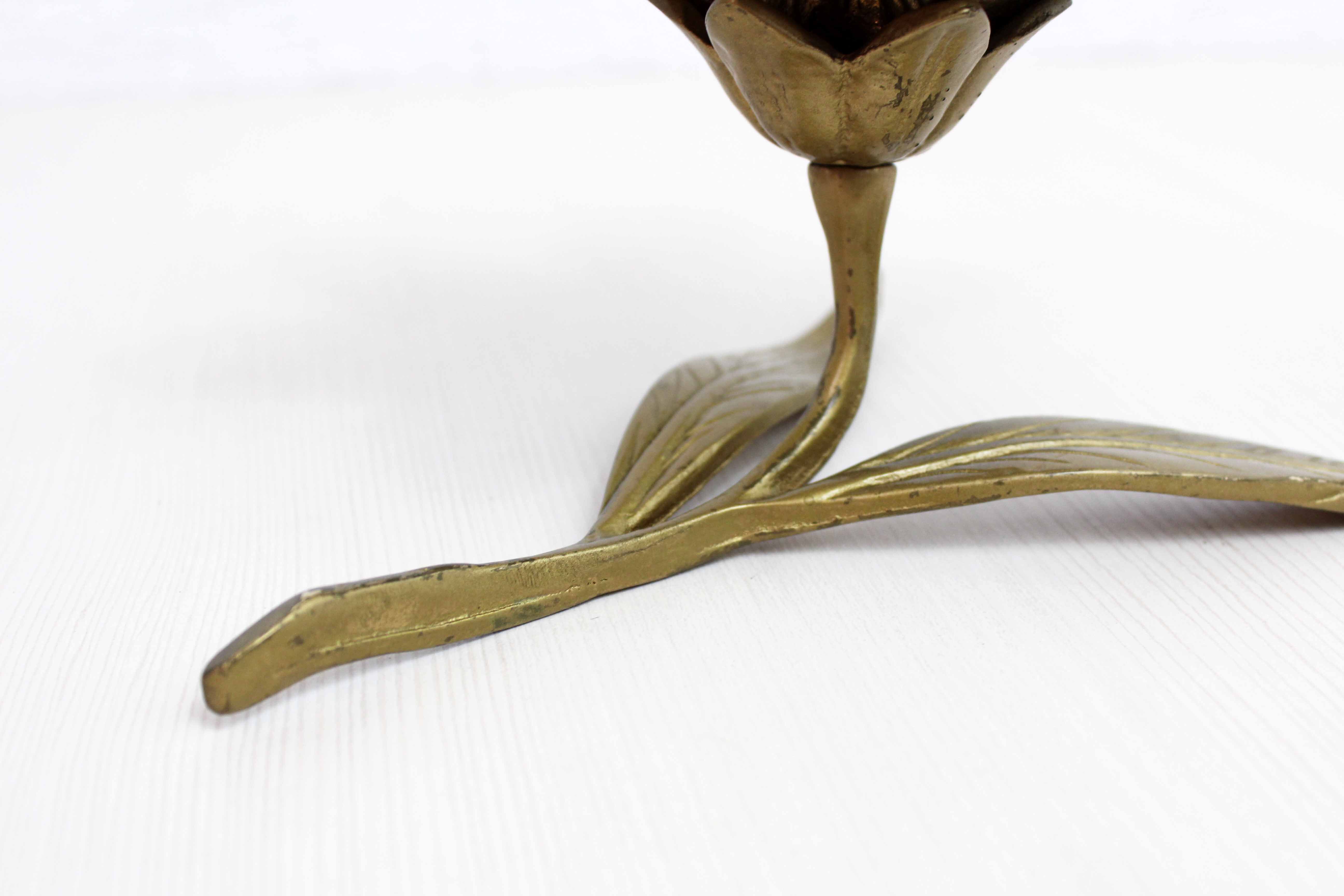 Brass flower candle holder