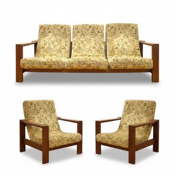 Retro sofa set, solid wood frame, 1970s