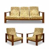 Retro sofa set, solid wood frame, 1970s