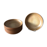 Set of six plates in Sarreguemines sandstone