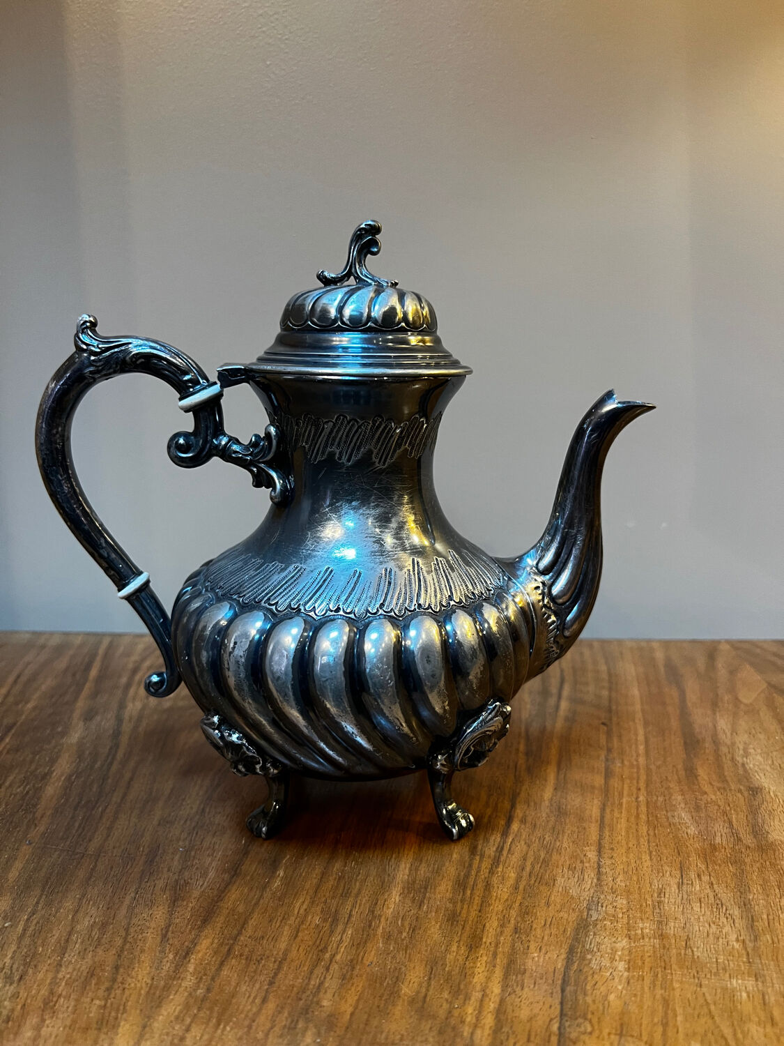 Silver-plated metal teapot
