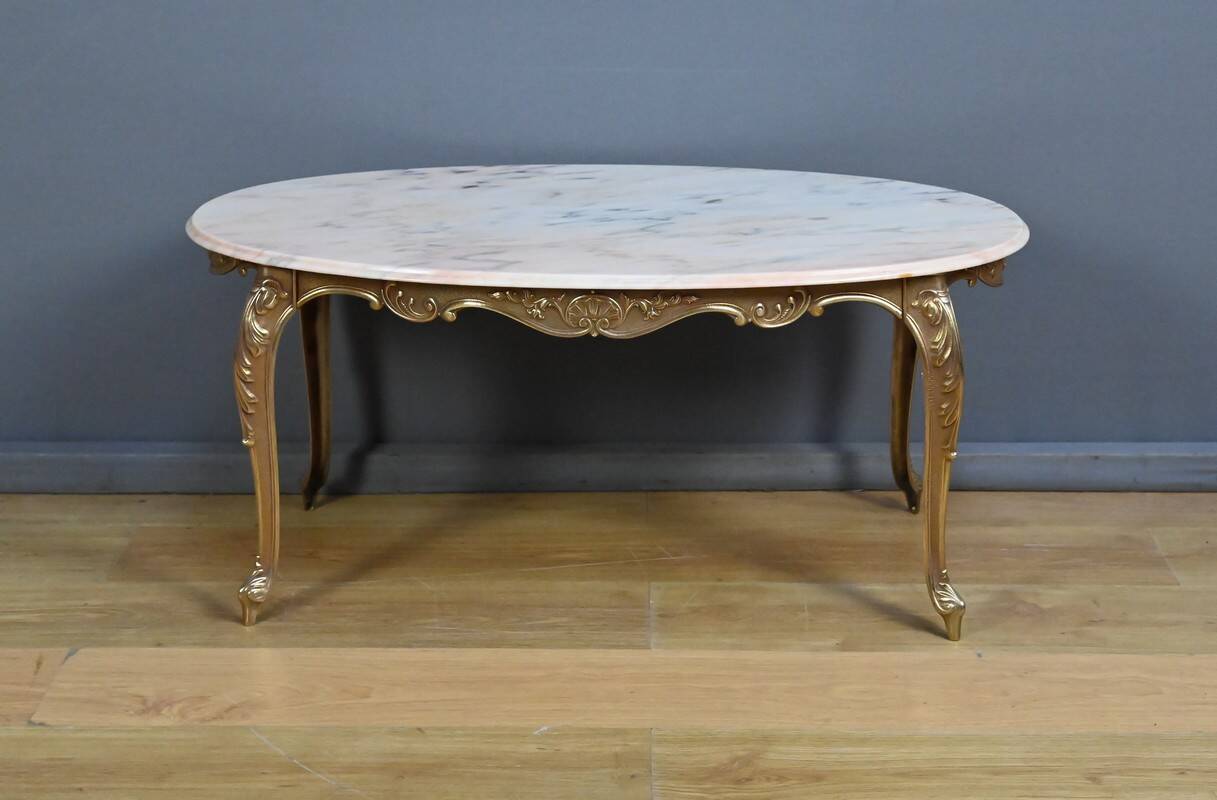 Marble and brass coffee table, Louis XV style – mid 20th century