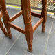 pair of vintage wooden and leather bar stools