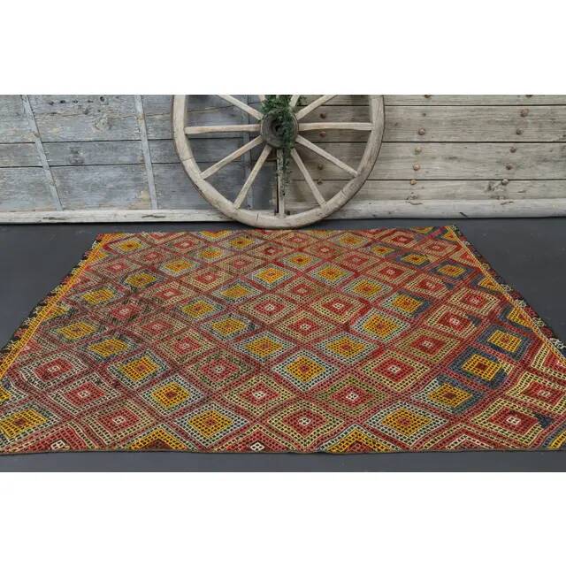 Vintage Turkish Oushak Handmade Wool Cotton Orange Area Rug 150x230