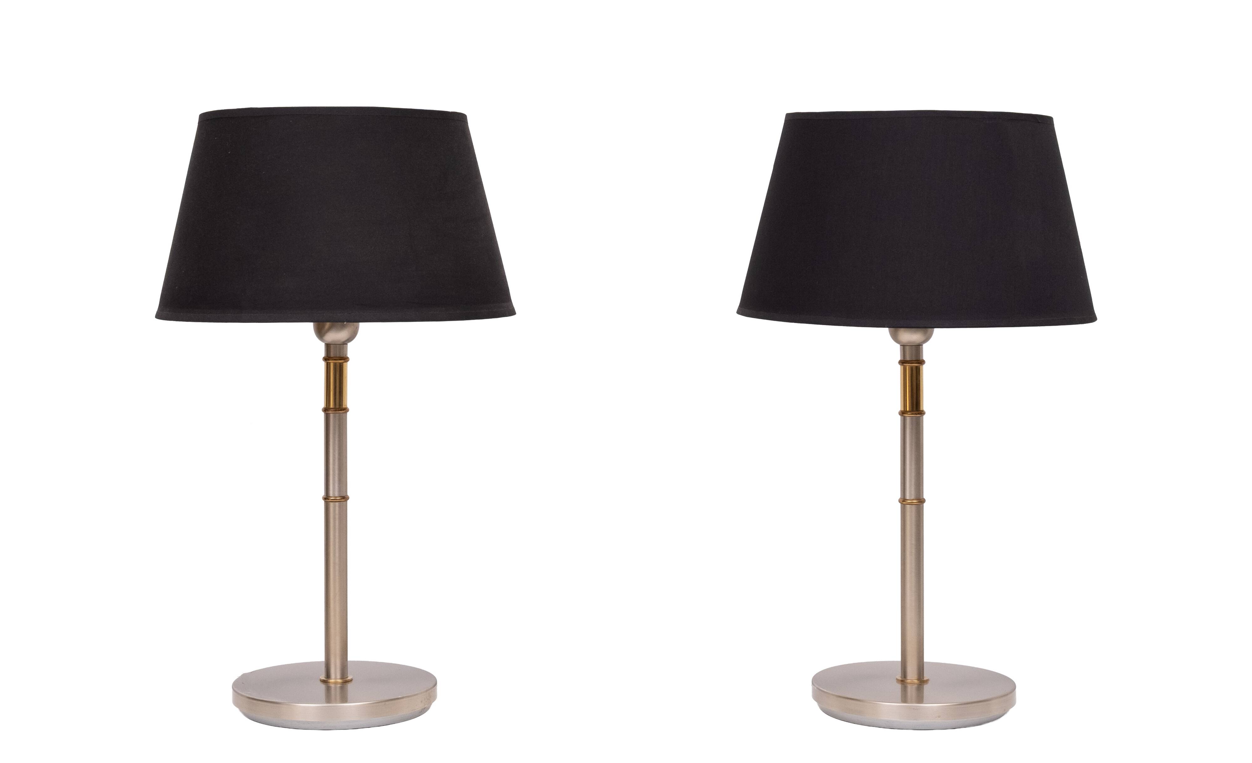 Two Tone Brass Aluminum table lamps 1980s Germany