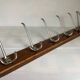 Wooden school coat rack with six double hooks