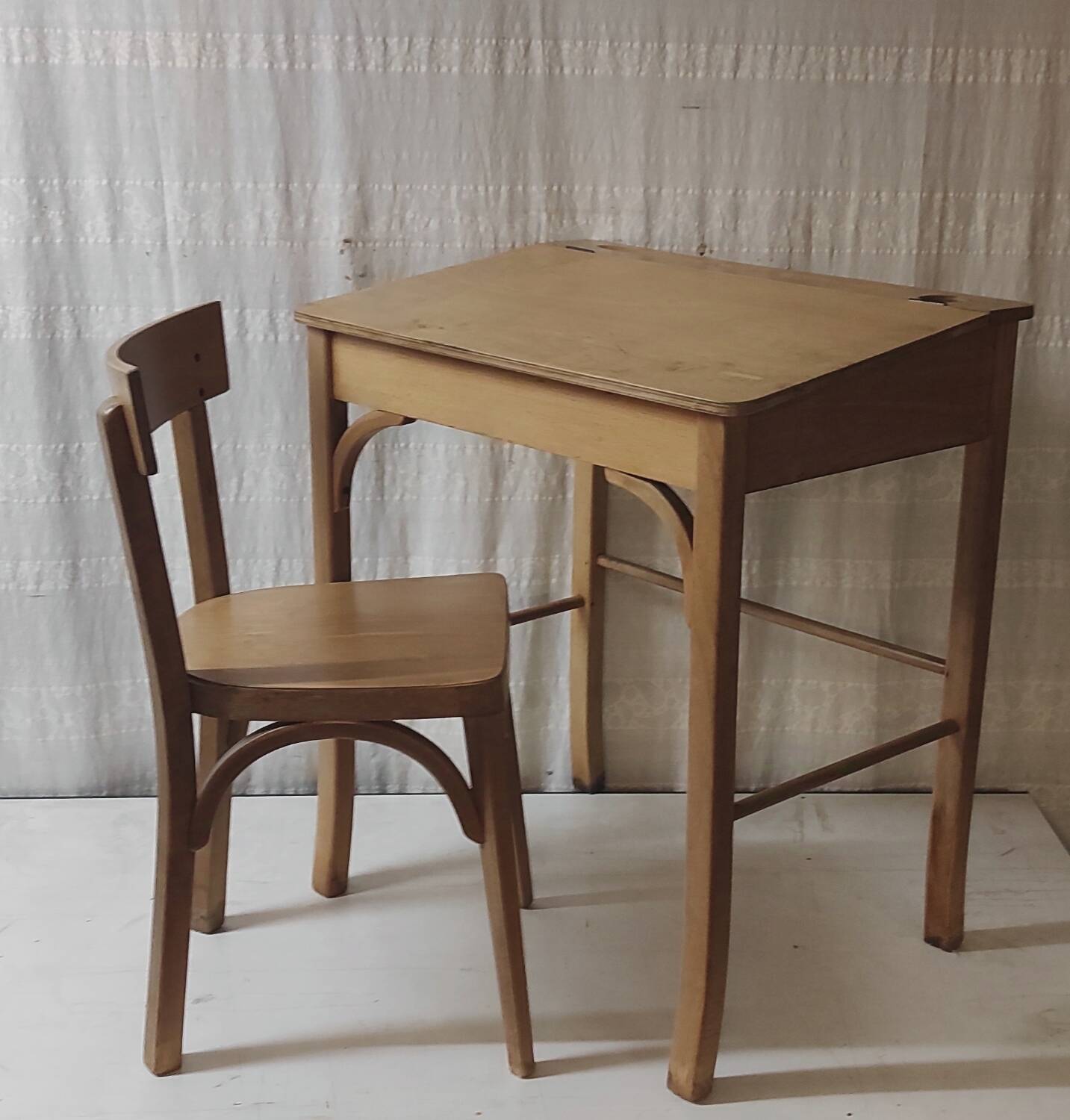 Wooden children's desk and chair - mid-20th century