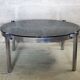 Table low vintage smoked glass and chromed metal