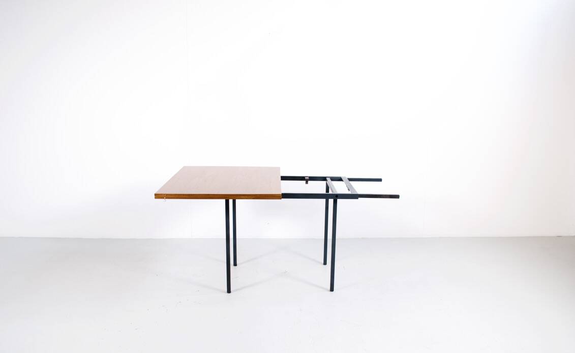 Transformable table teak and steel 1950's french manufacture