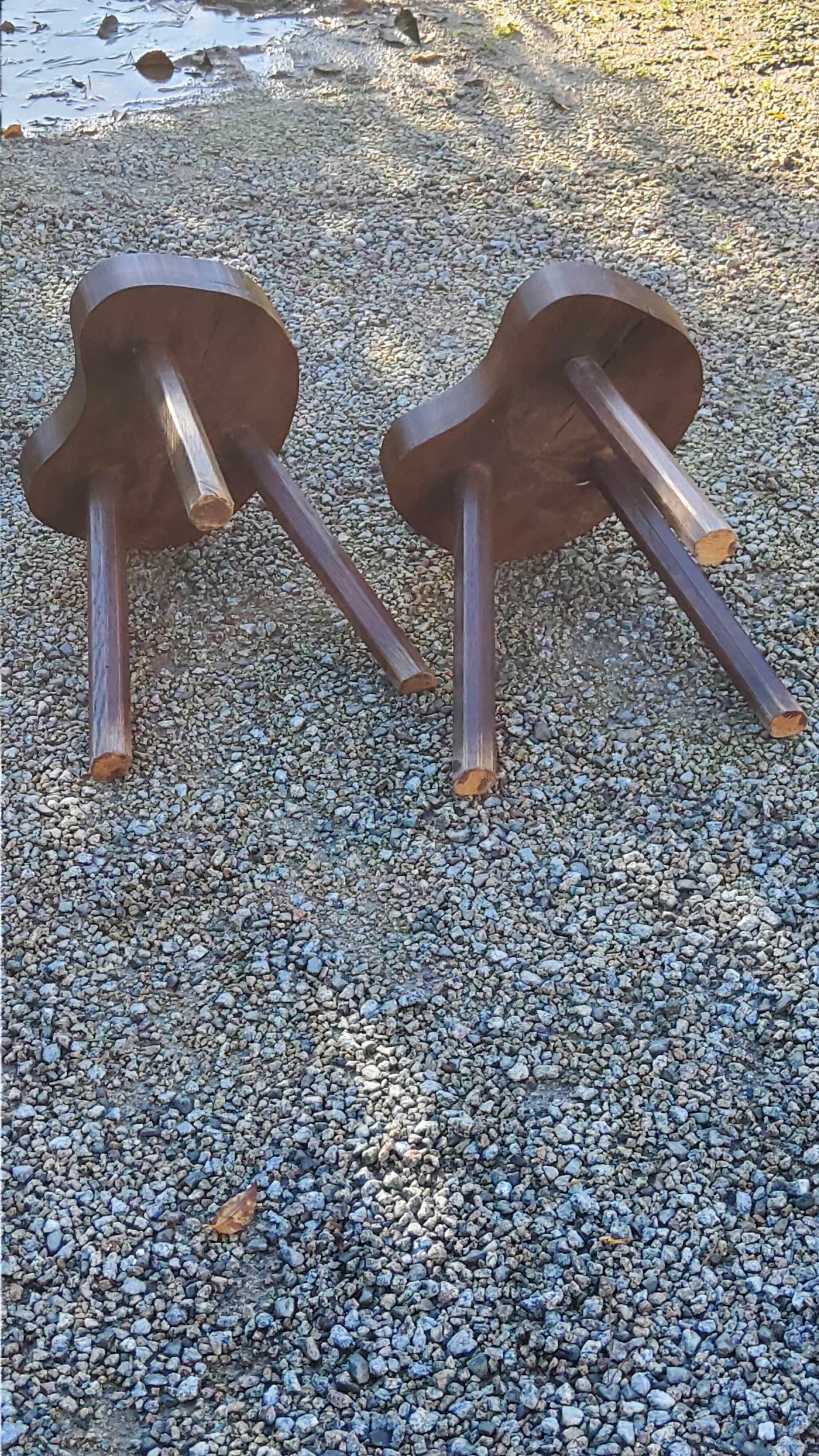 Pair of vintage shepherd stools in solid oak