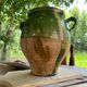 Glazed green confit pot