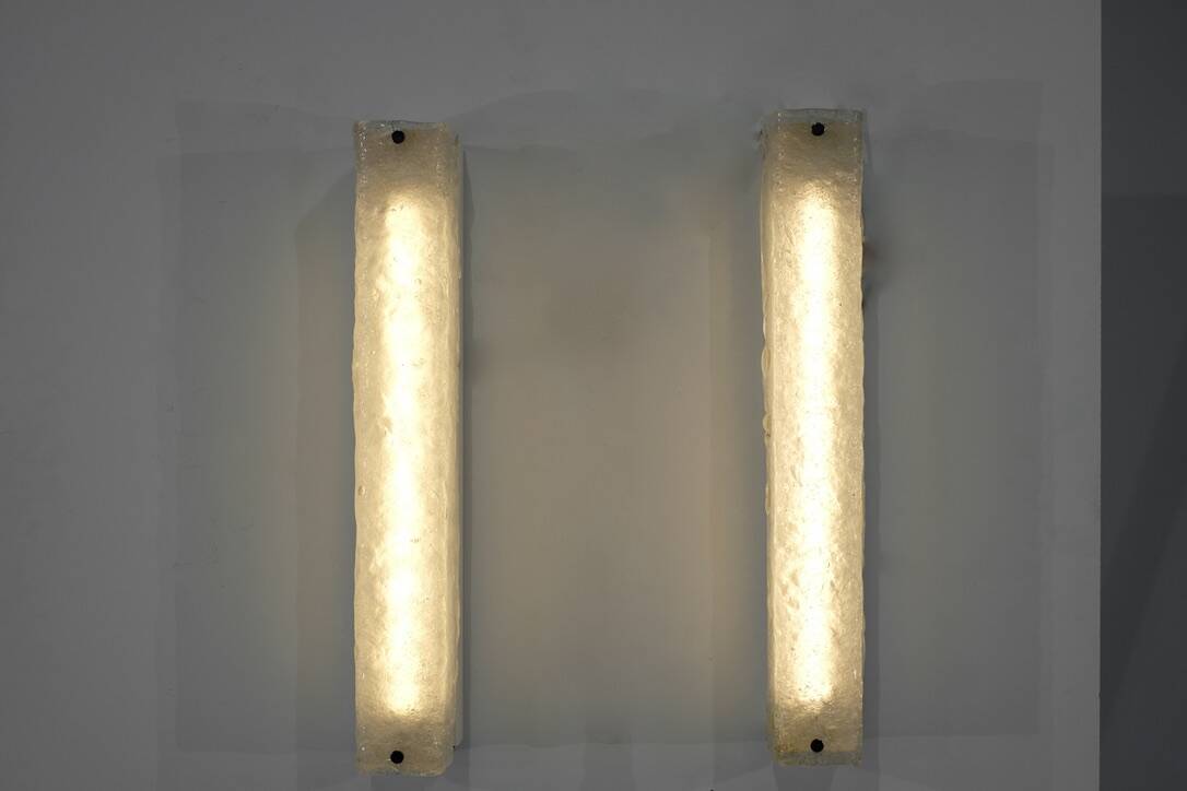 Large pair of Murano glass wall sconces, Italy 1970s. Vintage