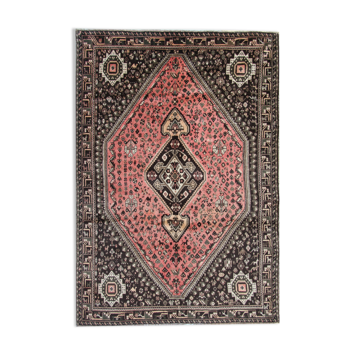 Handmade Oriental Wool Carpet Traditional Wool Brown Rug 220x305cm