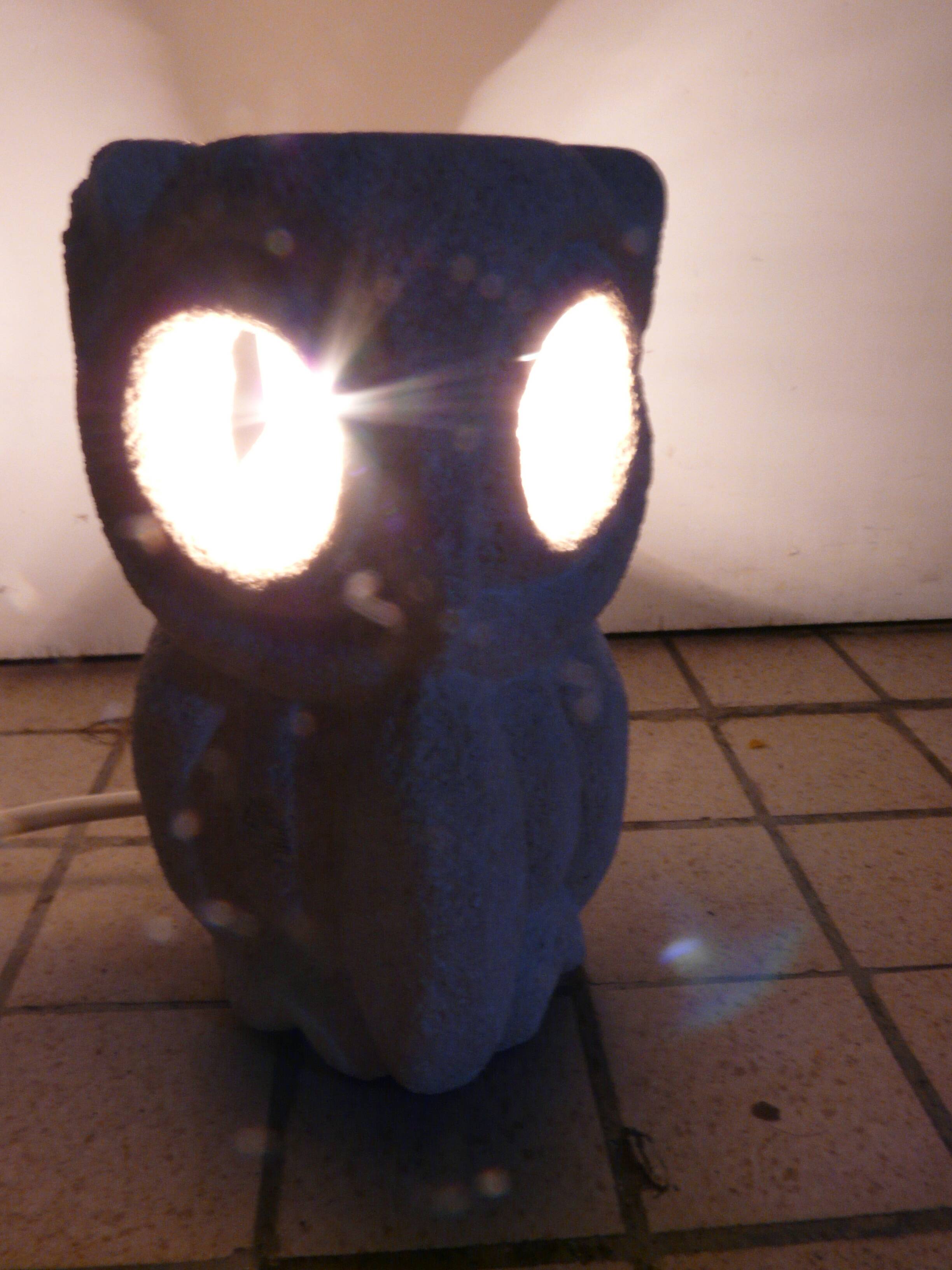 Albert Tormos vintage owl lamp in stone