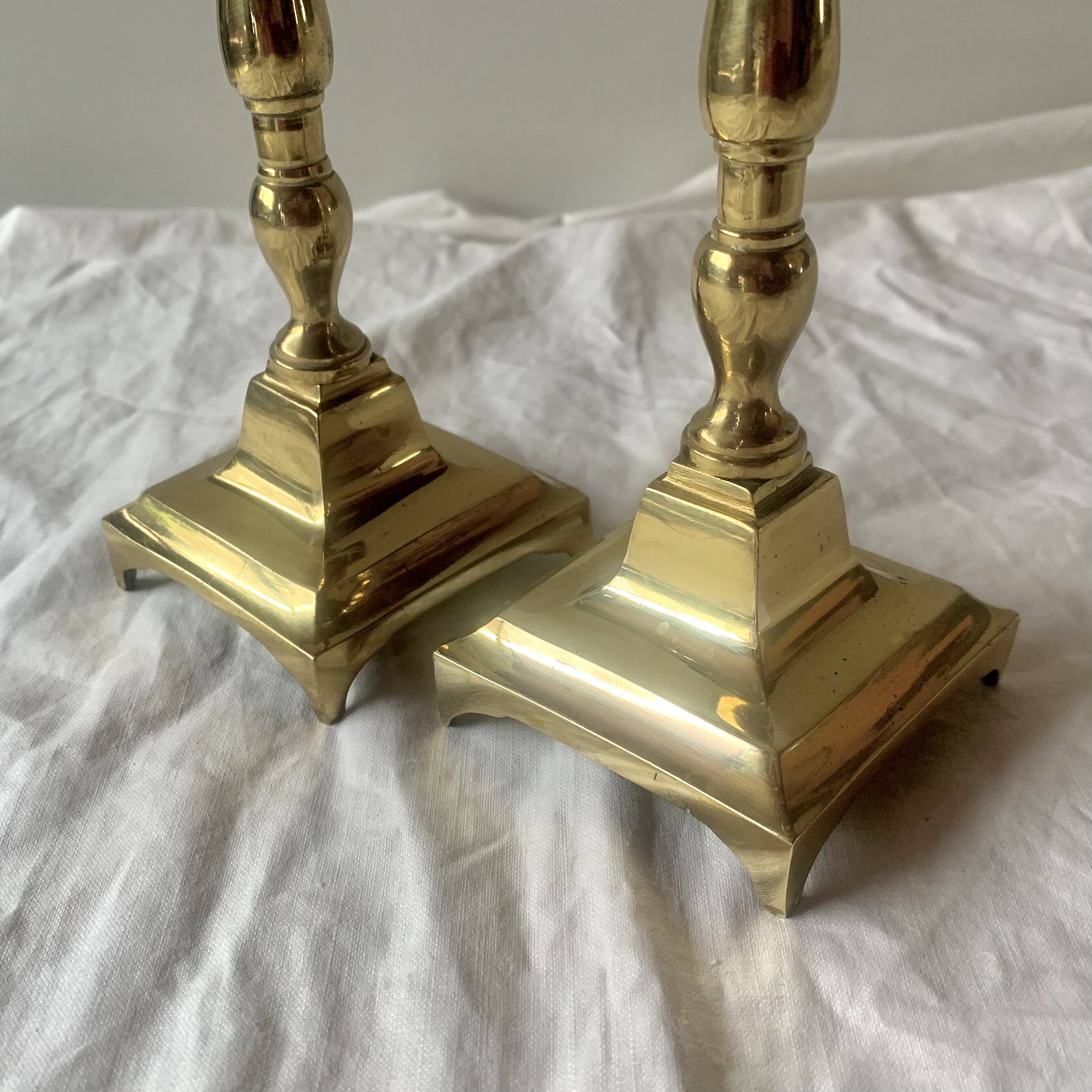 Pair of antique brass candlesticks