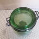 Green glass jar l l 'ideal