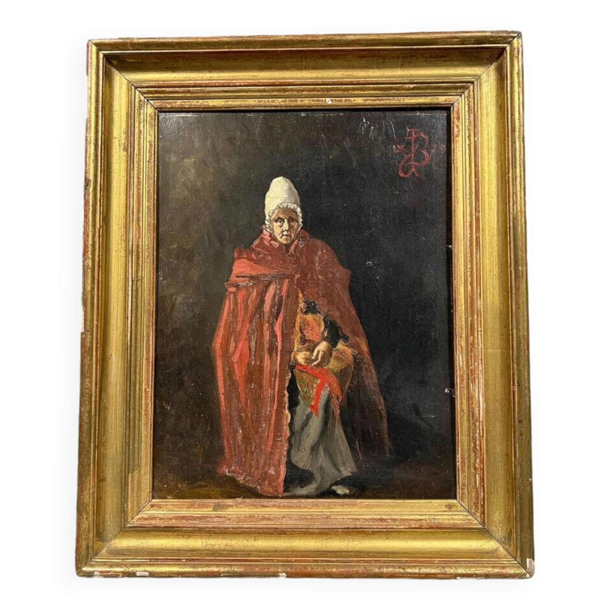 École Française du XIXeme siècle : tableau monogrammé et daté