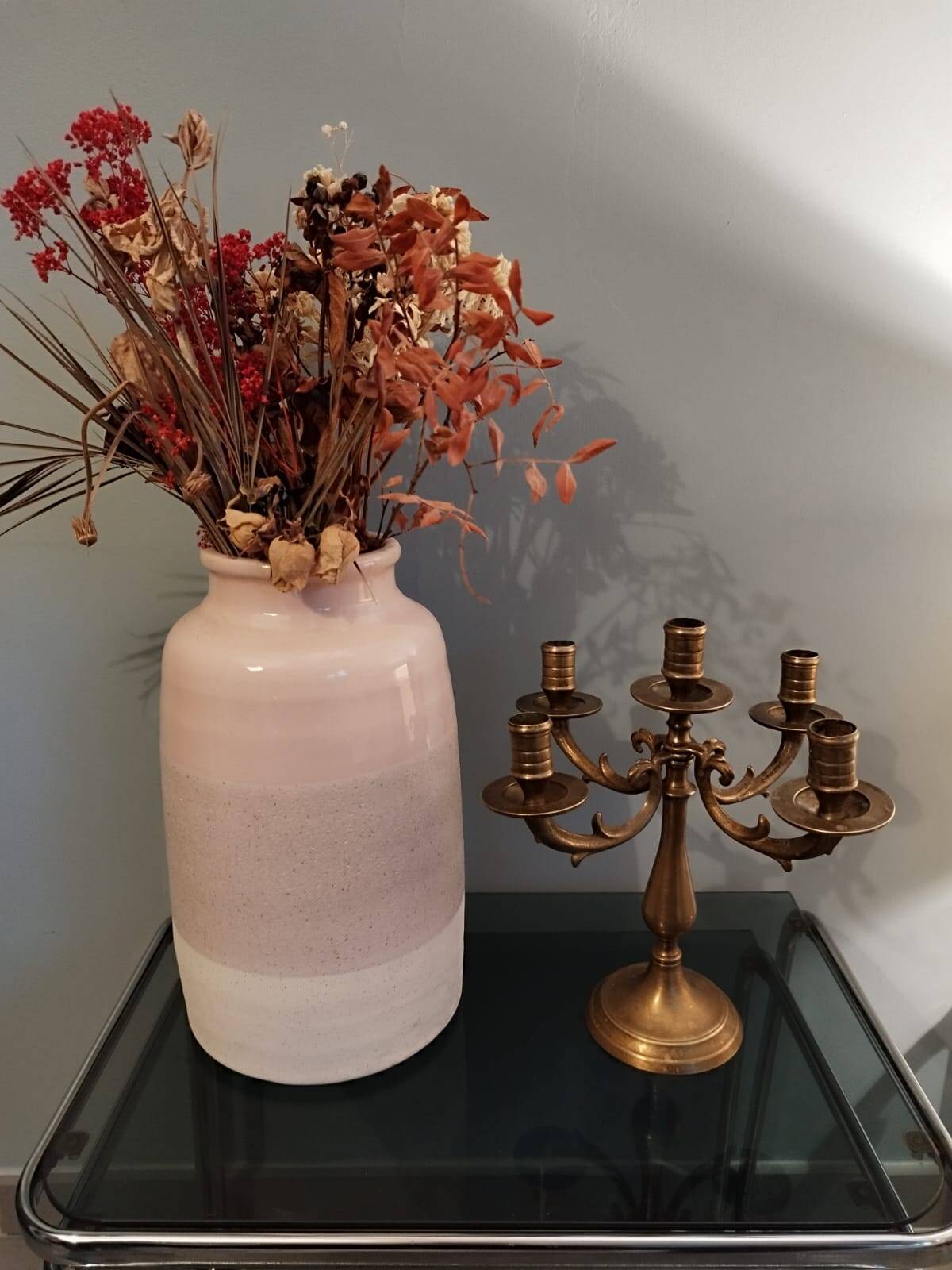 Old candlestick candelabra candle holder in brass with movable arms 5 lights