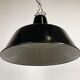 Black Enamel Industrial Factory Pendant Lamp, 1950s