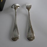 Set of 24 dessert cutlery in silver metal