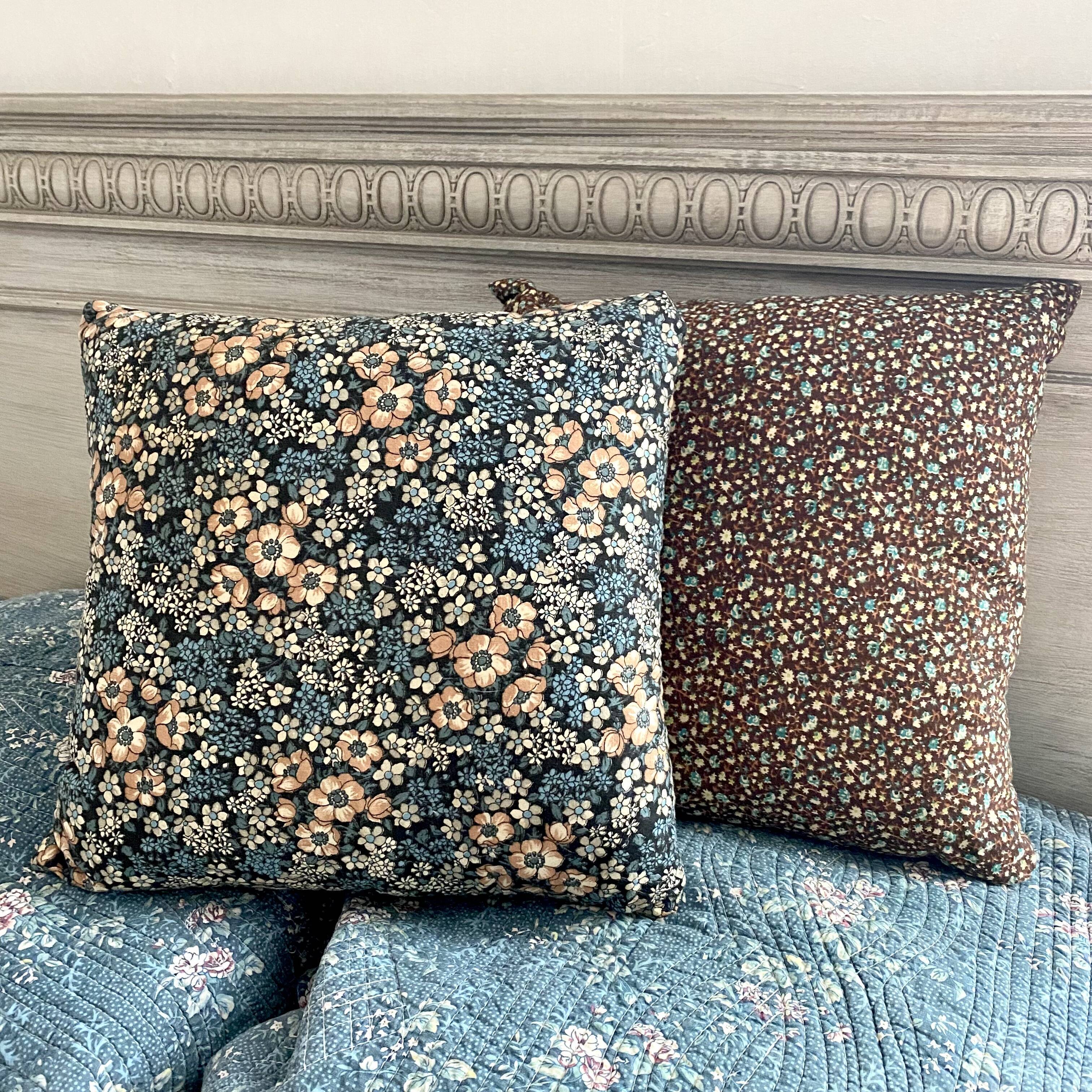 2 vintage floral cushions